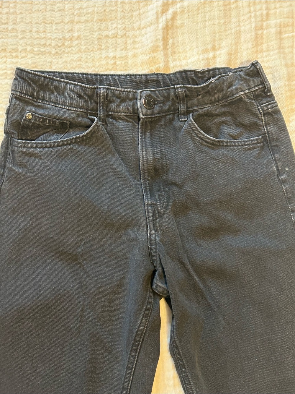 H&M Boys Loose Fit Straight Leg Black Jeans Size 12-13Y Adjustable Waist - Picture 3 of 5